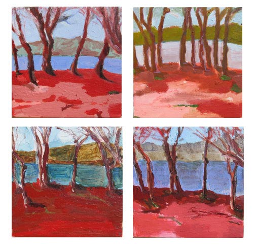 2005 Lac du salagou (série de toiles de 20x20cm)